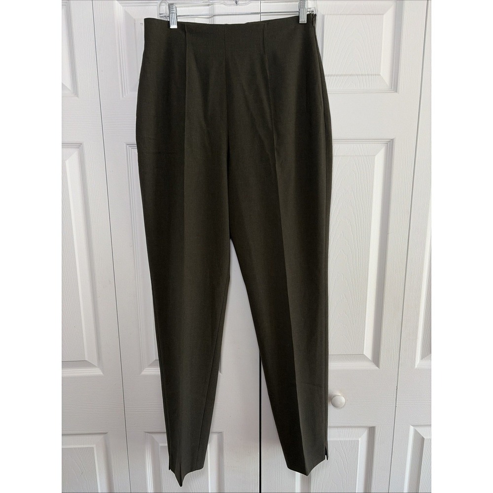 Escada Sport Straight Leg Trousers Womens 10 Olive Green Wool Blend Size 10